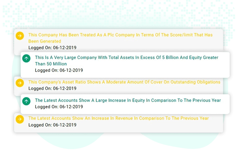 DataGardener company commentary dashboard showing automated financial insights, assets, equity and revenue growth